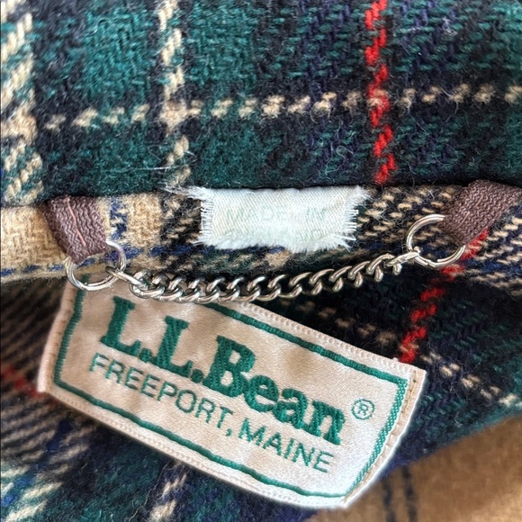 L.L. Bean Vintage Tan Duffle Coat Made in England Tartan Toggle Women’s Size 12 - Picture 10 of 11